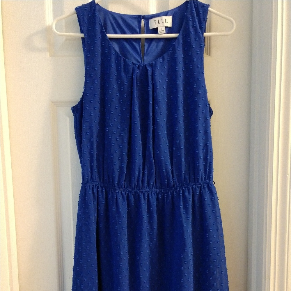 Blue dress, at/above knee